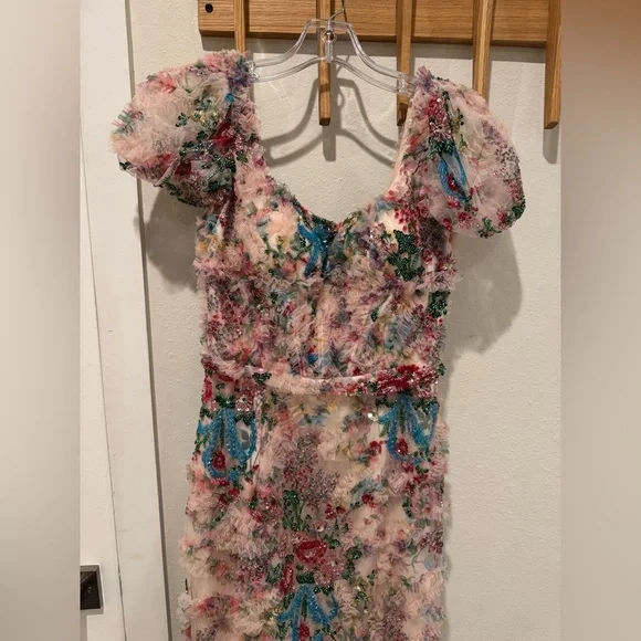 Sherri Hill Floral Maxi Dress - Pink and Green - Picture 4 of 9